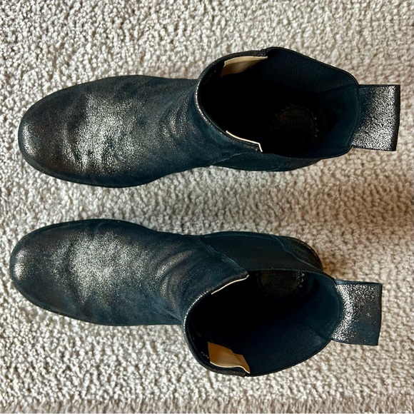 Fly London “Bagu” Metallic Leather Wedge Platform Chelsea Boots - Picture 13 of 16